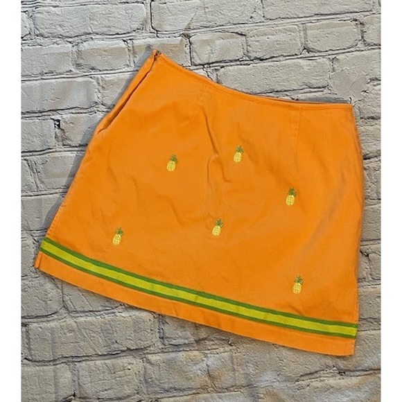 Bamboo Trader‎ Size 10 Women Golf Tennis SKort Orange w/ Embroidered Pineapples - Picture 2 of 4